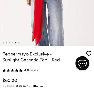 Never worn, new with tags Pepper Mayo Sunlight Cascade Top in Red